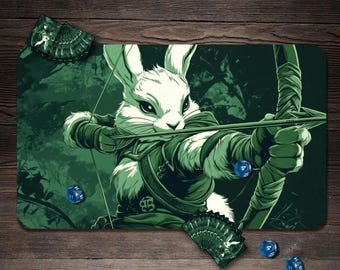 Tapete de juego MTG, tapete de juego personalizado con temática de conejo del bosque, tapete de juego TCG con zonas - 61 x 35 cm