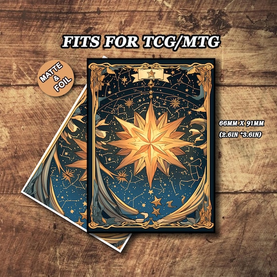 lucky star card sleeves Mtg Matte Card Sleeves, Vintage Star Theme Magic Sleeves, Standard Size,  Gift for Gamers