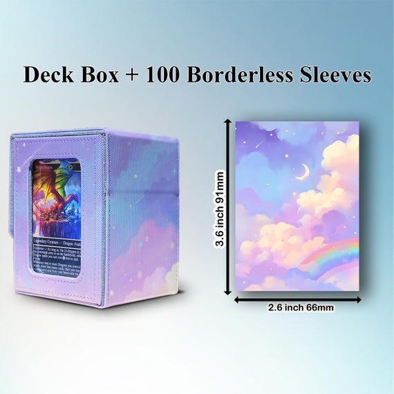 mtg deck box with commander display MTG Deck Box With Commander Display, Holds 100+ Sleeved Cards, PU Leather,  Anime Rainbow