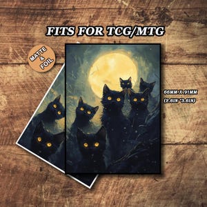 Mtg Card Sleeves, Mtg Sleeves Matte, Moonlit Cat Card Sleeves, Top Quality and Detailed Magic Card Sleeve, Art Card Sleeves