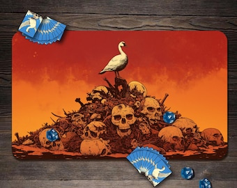 MTG Playmat, Skull Goose Custom Play Mat, TCG Playmat with Zones - 24"x14"
