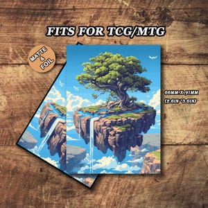 Fundas mate para cartas de MTG, fundas para cartas de MTG, fundas para cartas de Pixel Art Island, fundas para cartas Magic de alta calidad y detalladas, fundas para cartas artísticas