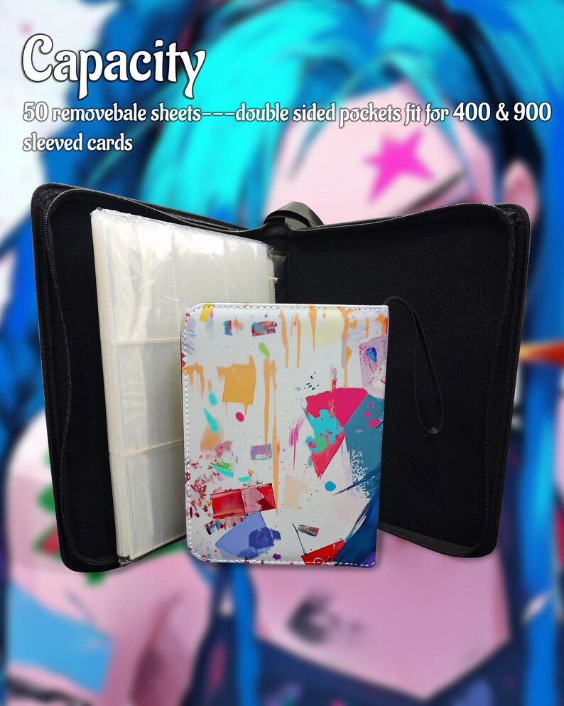 Riftbound Binder, Neon Misfit Theme, 4/9 Pocket, PU Leather Storage for ...