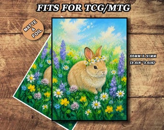 Mtg Card Sleeves, Floral Bunny Tcg Sleeves, Matte or Foil, Gamer Gift, 66x91mm