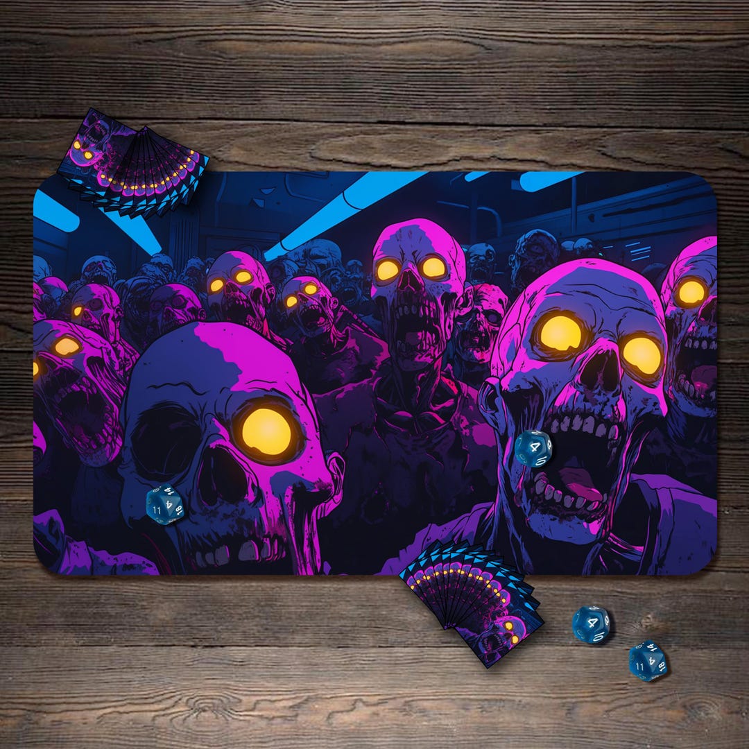 MTG Playmat, Neon Zombie Custom Play Mat, TCG Playmat With Zones