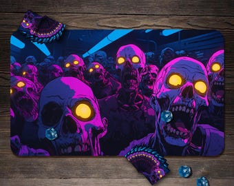 MTG Playmat, Neon Zombie Custom Play Mat, TCG Playmat With Zones