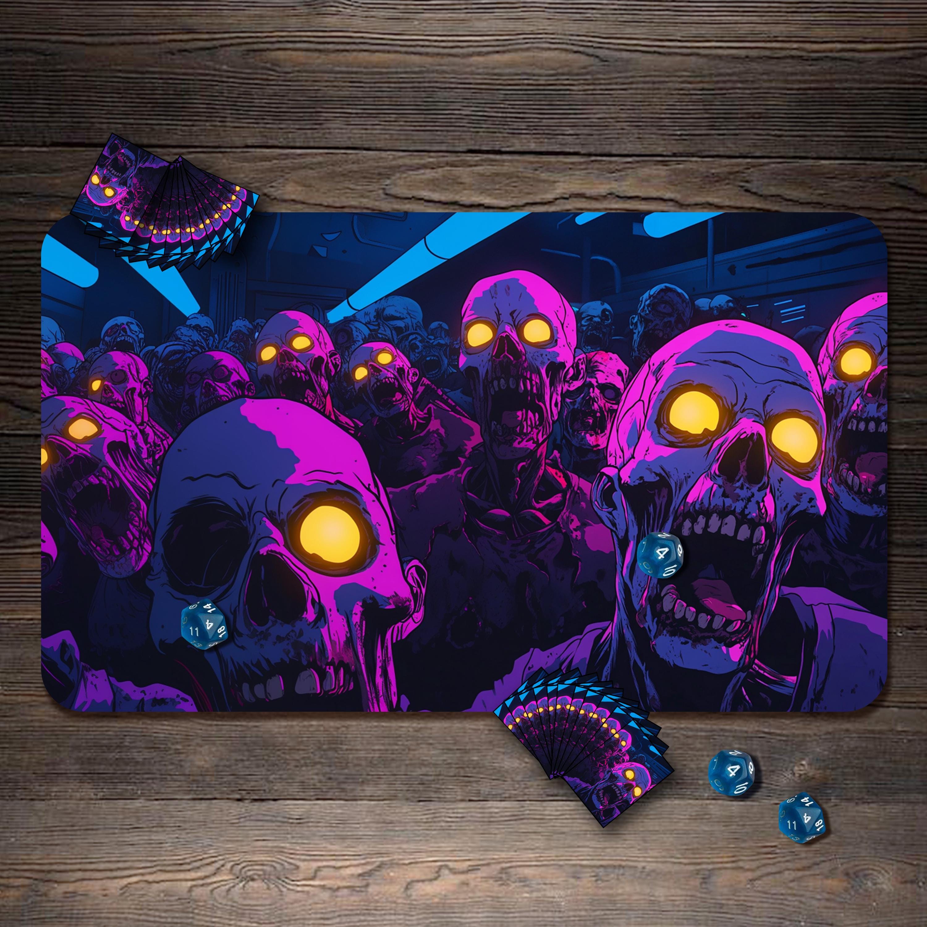 MTG Playmat, Neon Zombie Custom Play Mat, TCG Playmat With Zones