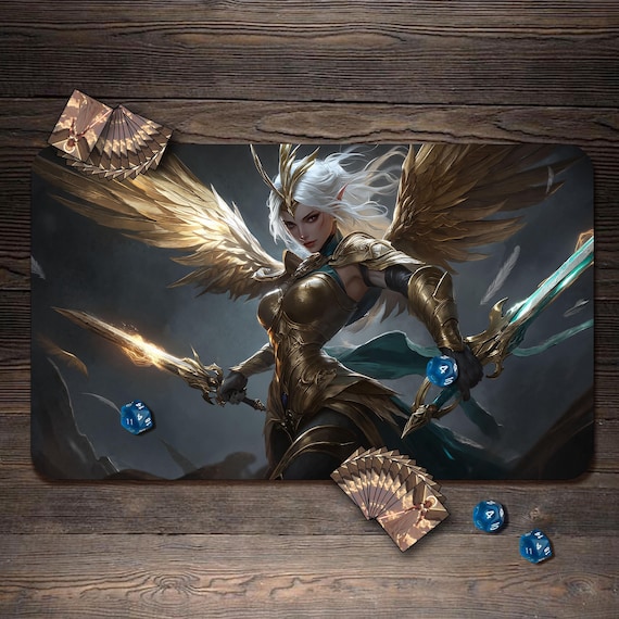 MTG プレイマット、Angel Commander カスタムプレイマット、ゾーン付き