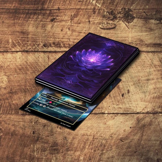 MTG Card Sleeves - Purple Lotus Theme, Standard & Japanese Size