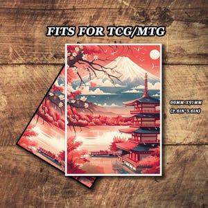 Mtg Card Sleeves, TCG Card Sleeve, Mount Fuji Theme Card Sleeve, Custom Card Sleeves, Magic Card Sleeve, Gifts for Gamers