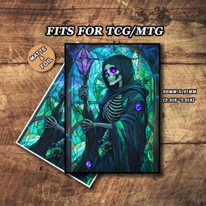 Mtg Kartenhüllen, Mtg Kartenhüllen matt, Skelett Magier Kartenhüllen, hochwertige und detaillierte magische Kartenhülle, Kunstkartenhüllen