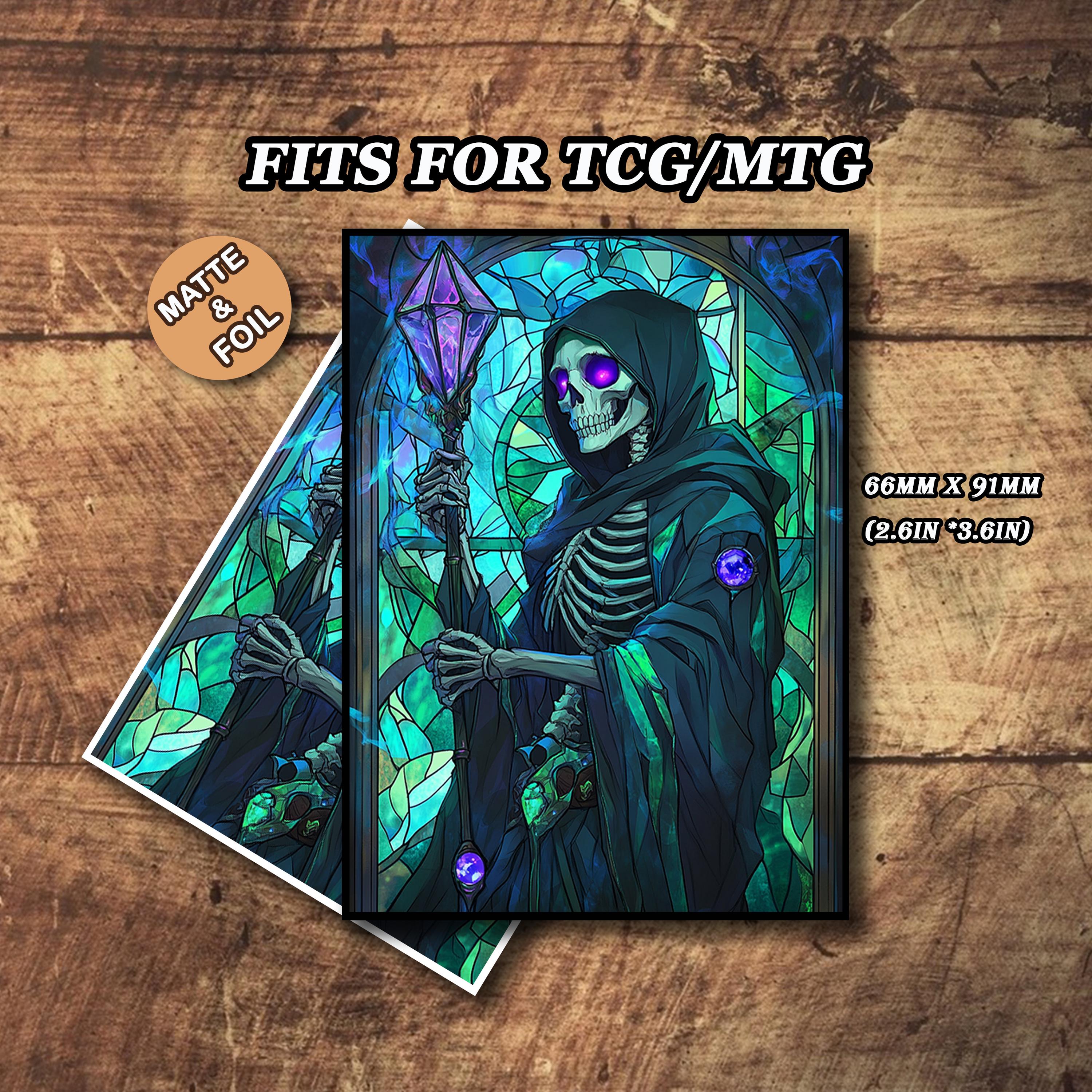 Mtg Sleeves, Skeleton Mage Card Sleeves, Matte or Foil, Gift for