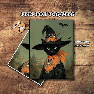 Mtg Sleeves Matte, Mtg Kartenhüllen, Halloween Black Cat Magic Sleeves, hochwertige und detaillierte Kartenhülle, Kunstkartenhüllen