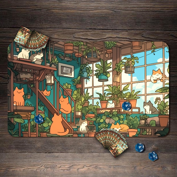 MTG プレイマット、イラスト猫カスタムプレイマット、ゾーン付き TCG
