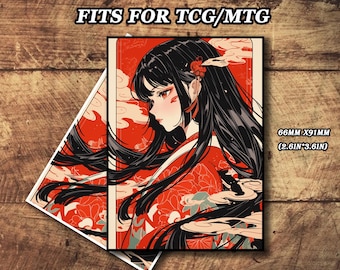 MTG Card Sleeves, Matte Mtg Sleeves, Japanese Girl Card Sleeve, Top Quality and Detailed Art Sleeves, Magic Card Sleeve