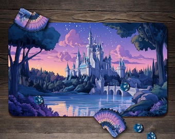 Lorcana Playmat - Anime Castle Custom Play Mat, TCG Playmat with Zones 24"x14"