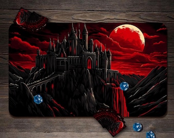 MTG Playmat - Blood Moon Vampire, TCG Playmat with Zones - 24"x14"/31"x15.5"