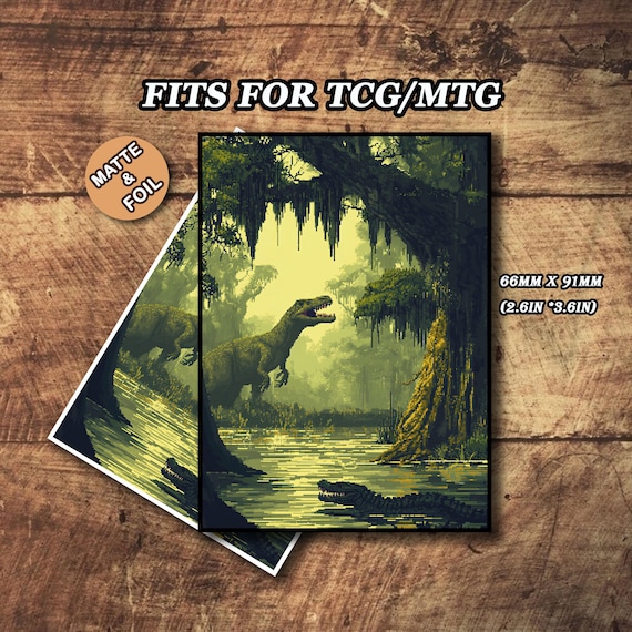 mtg dinosaur card sleeves MTG Sleeves Matte - Swamp Dinosaur Theme Card Sleeves, Standard & Japanese  Size, Foil/holo