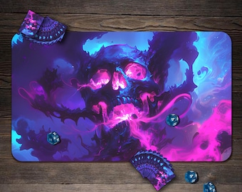 MTG Playmat, Sleeping Skeleton TCG Playmat, Custom Play Mat with Zones - 24"x14"