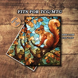 Capas Matte para Mtg, Capas para Cartas de Mtg, Capas para Cartas com Tema de Esquilo e Vitral, Capas para Cartas Personalizadas, Capas para Cartas de Magic, Presentes para Gamers