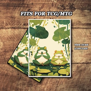 Pochettes pour cartes Mtg, pochettes pour cartes TCG, pochettes pour cartes artistiques personnalisées, pochettes pour cartes sur le thème de la méditation grenouille, pochettes pour jeux de cartes, pochettes pour cartes magiques.