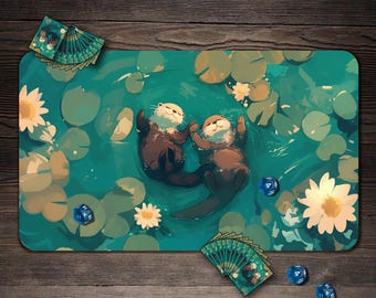 MTG Playmat, Playful Otters Mtg Mat, TCG/Mtg Playmat with Zones - 24&quot;x14&quot;, Custom Play Mat, Table Top Gaming Gifts