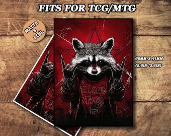 raccoon card sleeves Coikll Binder with 50 Removable Page PU Leather Collectible Trading Card Albums Book with Zipper for Games Card,Baseball Cards : Toys & Games The sturdy cardboard box contains 100 sleeves that fit standard size TCG cards measuring up to 63 x 88 mm (2  x 3) Mtg Card Sleeves, Trash Panda