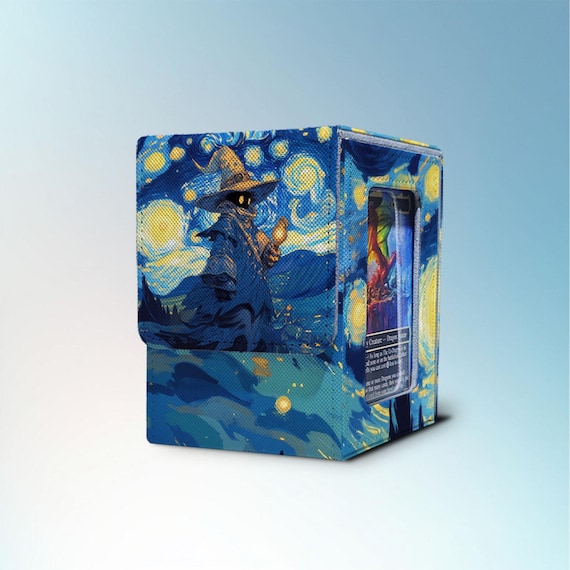 MTG Deck Box with Commander Display, Holds 100+ Sleeved Cards, Star Mage, PU Leather