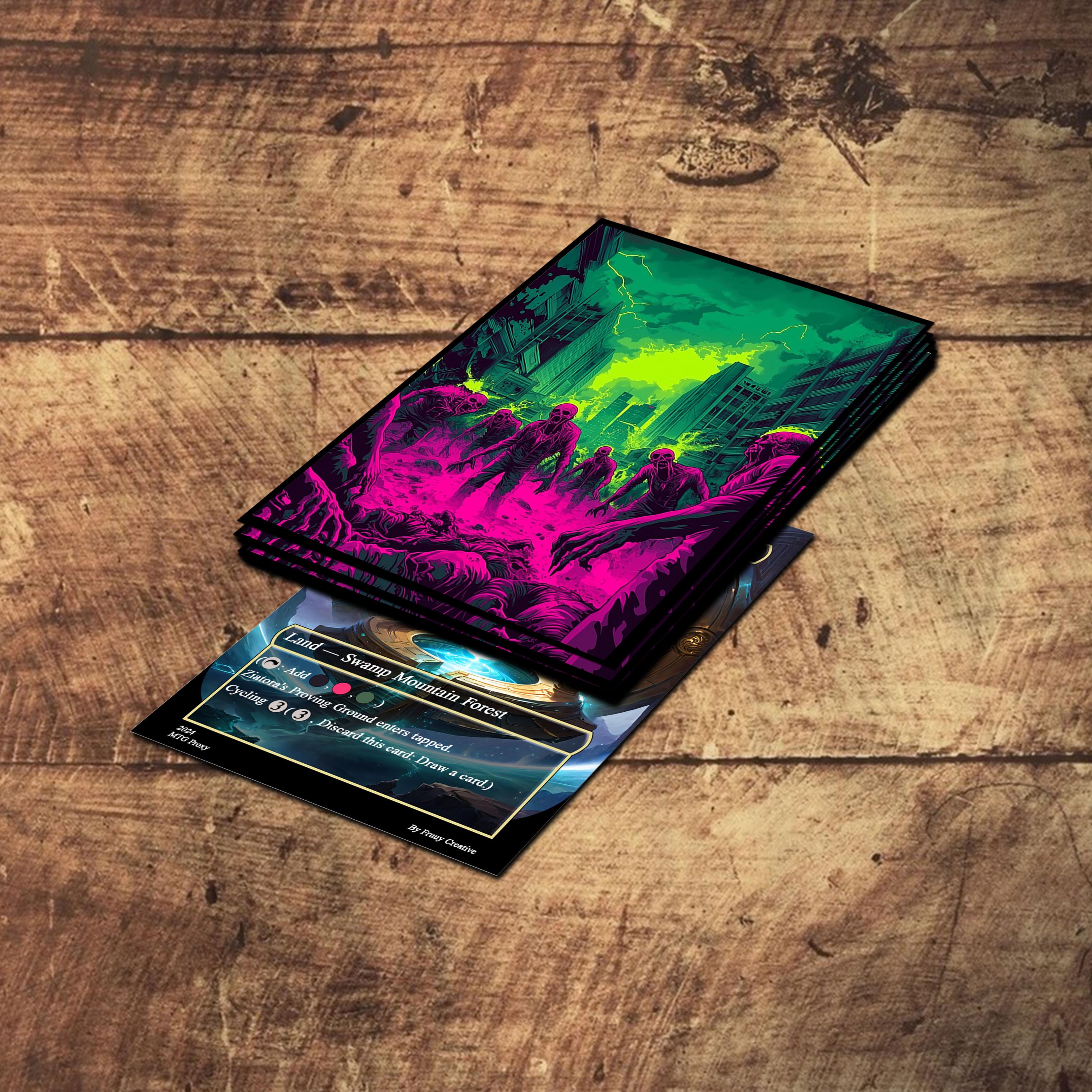 MTG Card Sleeves - Neon Zombies Card Sleeve, Matte or Foil, Gamer