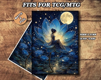 Mtg Card Sleeves, Blue Fairy Lotus Tcg Sleeves, Matte or Foil, Gamer Gift, 66x91mm