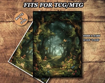 Mtg Card Sleeves, Green Forest Tcg Sleeve, Matte or Foil, Gifts for Gamers