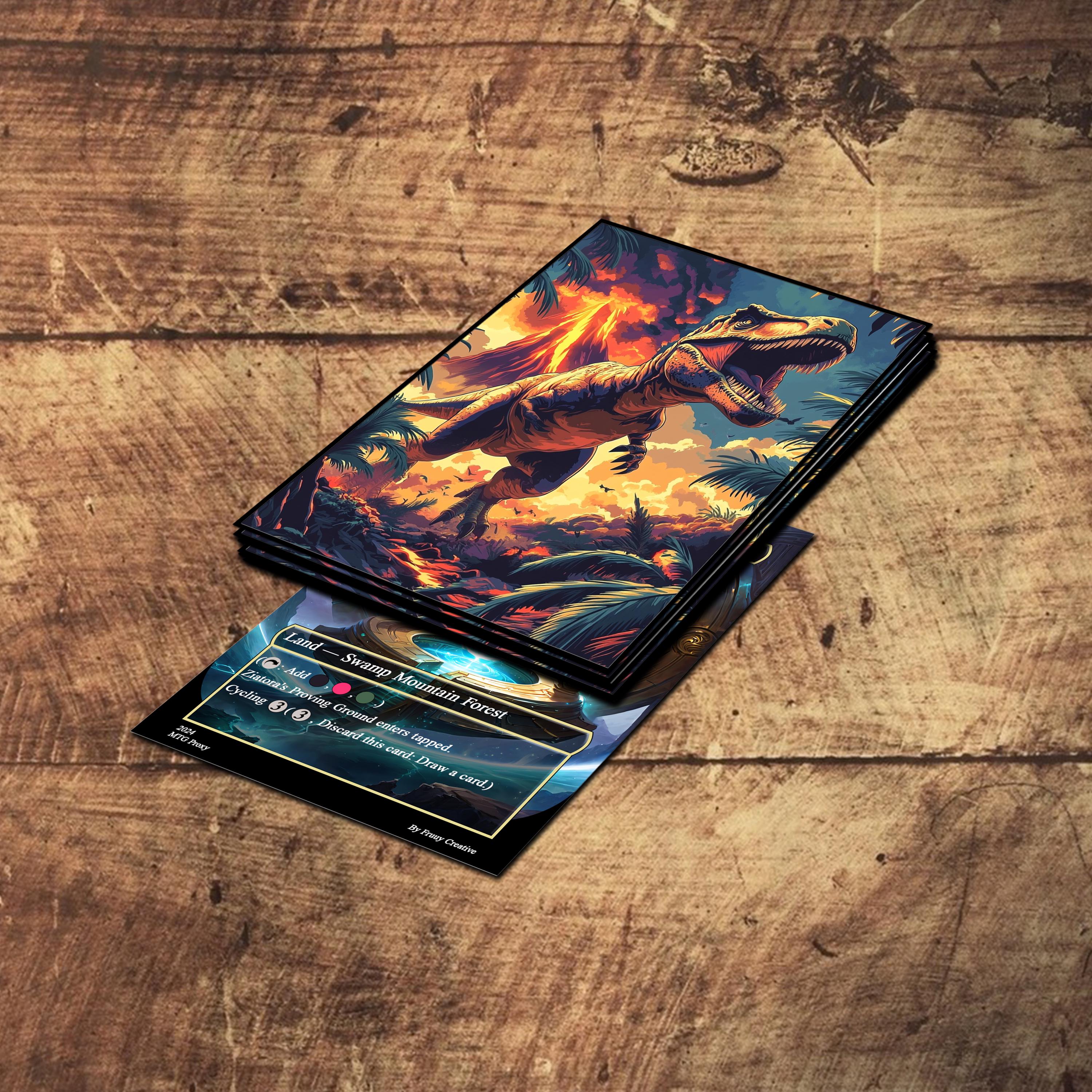 Mtg Card Sleeves, Volcano Dinosaur Card Sleeve, Matte or Foil
