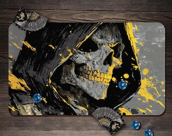 MTG Playmat, Skull Mask Theme Custom Play Mat, TCG Playmat with Zones - 24"x14"