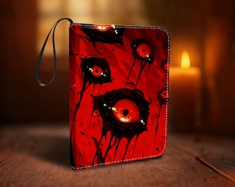 4/9 Pocket Trading Card Binder, Evil Eye Theme, PU Leather, Full Art Printing