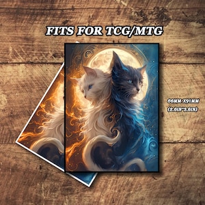 Mtg Card Sleeves, TCG Card Sleeve, Twin Cats Theme Card Sleeve, Custom Card Sleeves, Magic Card Sleeve, Gifts for Gamers