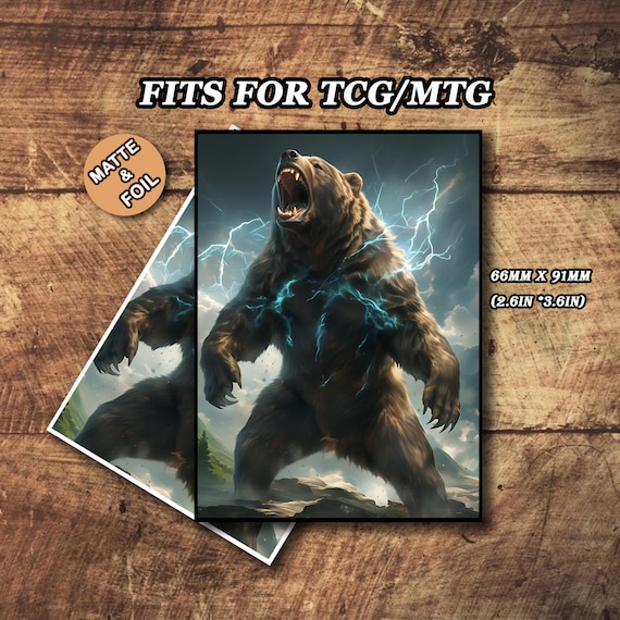 Mtg Matte Card Sleeves, Storm Bear Theme Magic Sleeves, Foil/Holo, Standard Size Mtg Matte Card Sleeves, Storm Bear Theme Magic Sleeves, Foil/Holo, Standard Size