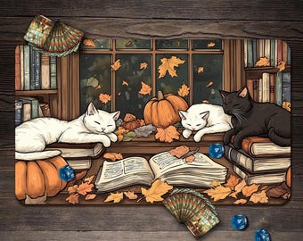 MTG Krabbeldecke, Herbstkatzen Krabbeldecke, TKG Krabbeldecke mit Bereiche - 60cm x 35cm