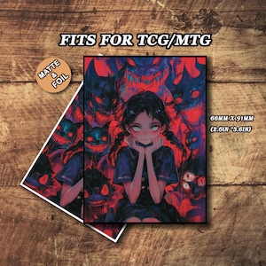 Pochettes pour cartes mates mates, Pochettes pour cartes sur le thème Demonic Girl, Pochettes pour cartes détaillées et de qualité supérieure, Pochettes pour cartes magiques