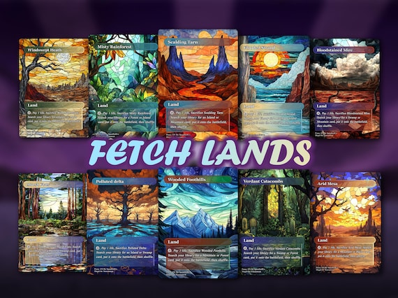 Fetch Land Bundle (10+ Cards), Stained Glass Style Custom Proxy Lands for EDH - Etsy Fetch Land Bundle (10+ Cards), Stained Glass Style Custom Proxy Lands for EDH - Etsy