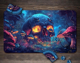 MTG Playmat, Ghostly Skull Custom Play Mat, TCG Playmat with Zones - 24"x14"