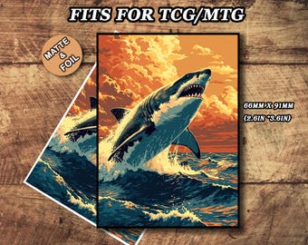 Mtg Card Sleeves, Shark Tcg Sleeves, Matte or Foil, Gamer Gift, 66x91mm