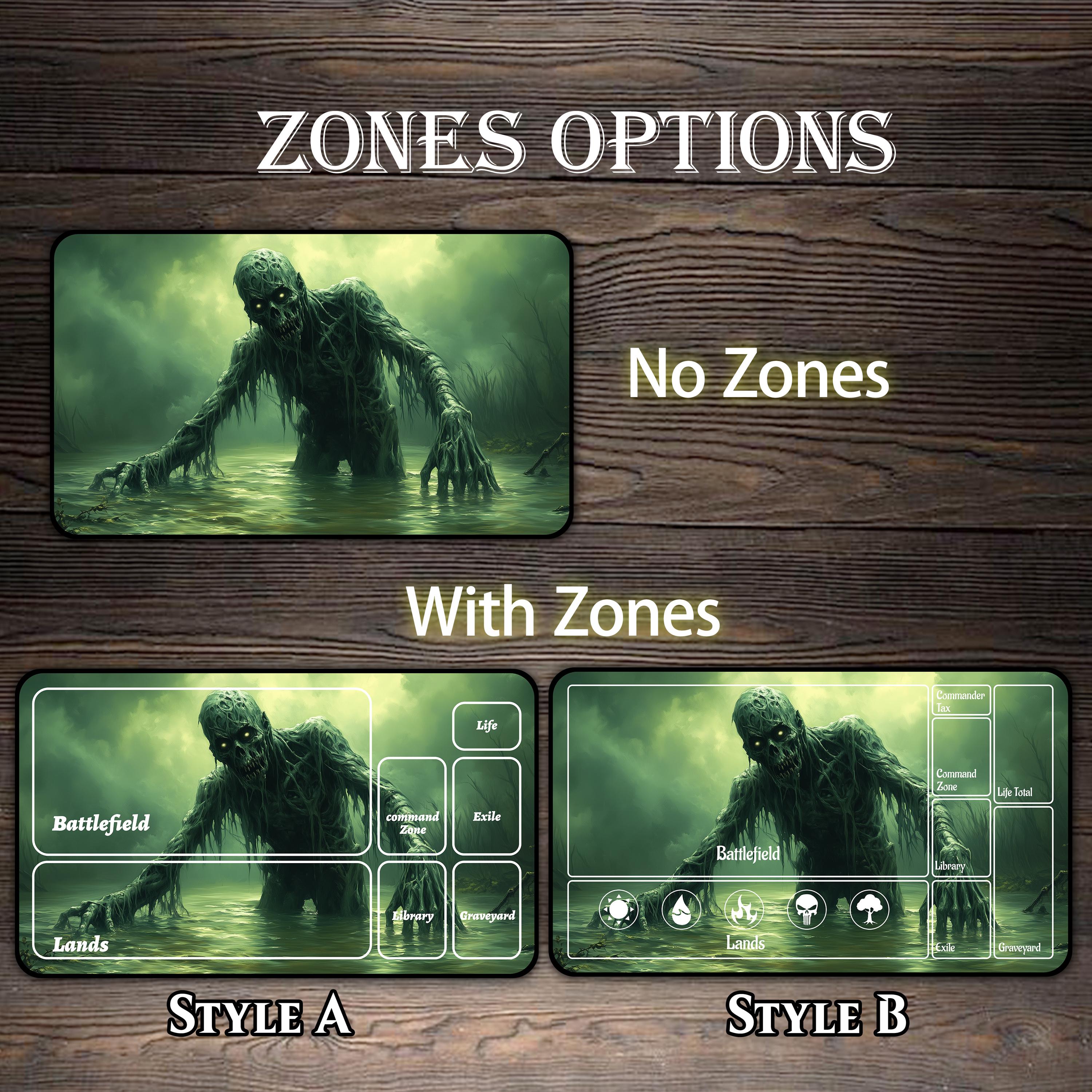MTGプレイマット、スワンプゾンビカスタムプレイマット、ゾーン付きTCG