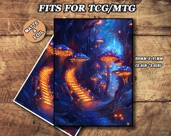 MTGカードスリーブ、キノコ洞窟テーママジックスリーブ、マットまたは