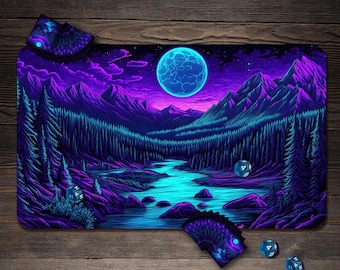 MTG Playmat, Fantasy Valley Custom Play Mat, TCG Playmat with Zones - 24"x14"