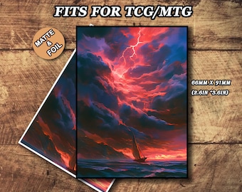 Mtg Card Sleeves Matte, Red Storm Art Card Sleeve, Foil/Holo, Gifts for Gamers
