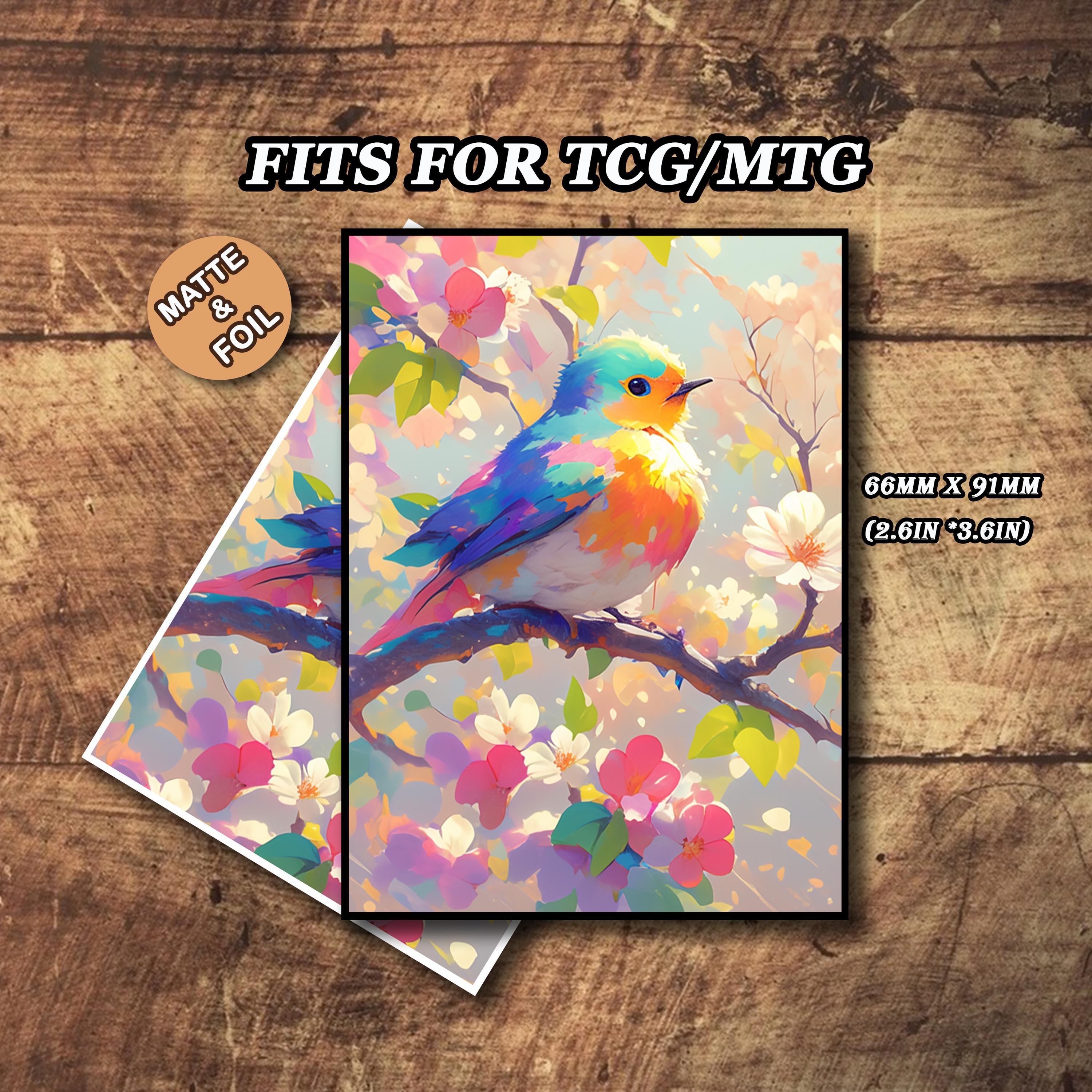 MTG カードスリーブ マット 水彩風 鳥アート カードスリーブ フォイル