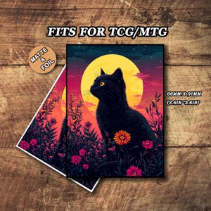 Mtg Sleeves Matte, Mtg Card Sleeves, Cat and Moon Theme Card Sleeve, Custom Card Sleeves, Magic Card Sleeve, Gifts for Gamers