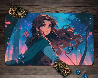 Lorcana Playmat - Forest Maiden Custom Play Mat, TCG Playmat with Zones 24"x14"
