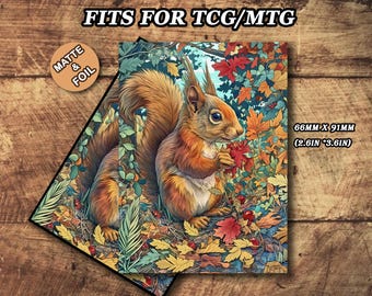 TCG Card Sleeves, Autumn Squirrel Card Sleeve, Matte or Foil, Mtg Gamer Gift