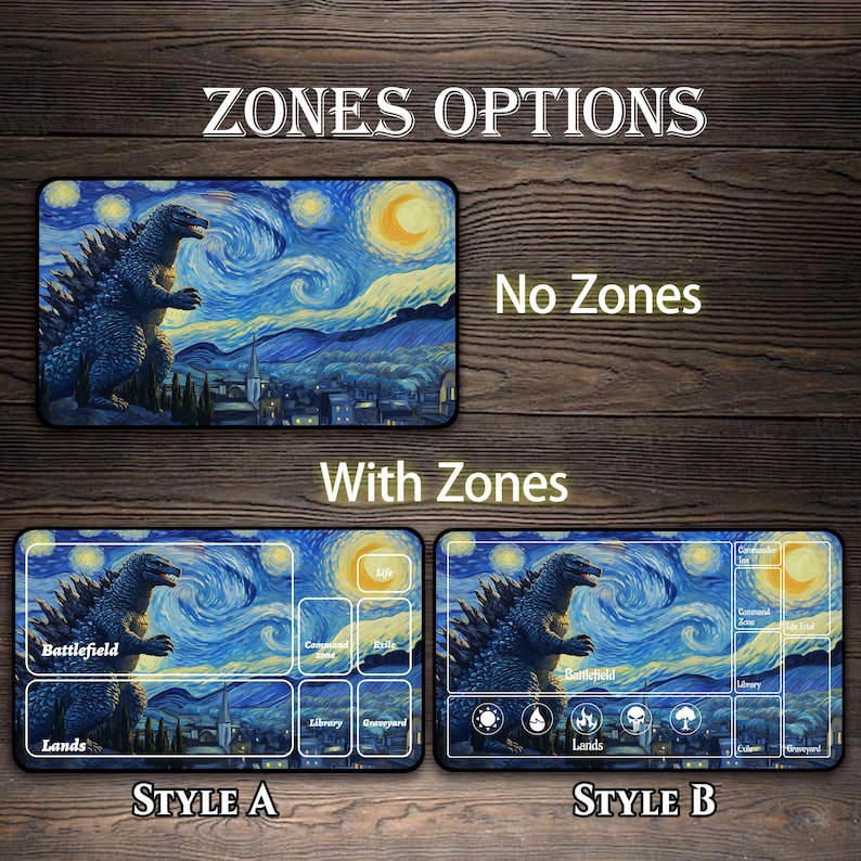 MTG Playmat, Starry Night Godzilla Inspiration Play Mat, TCG Playmat ...